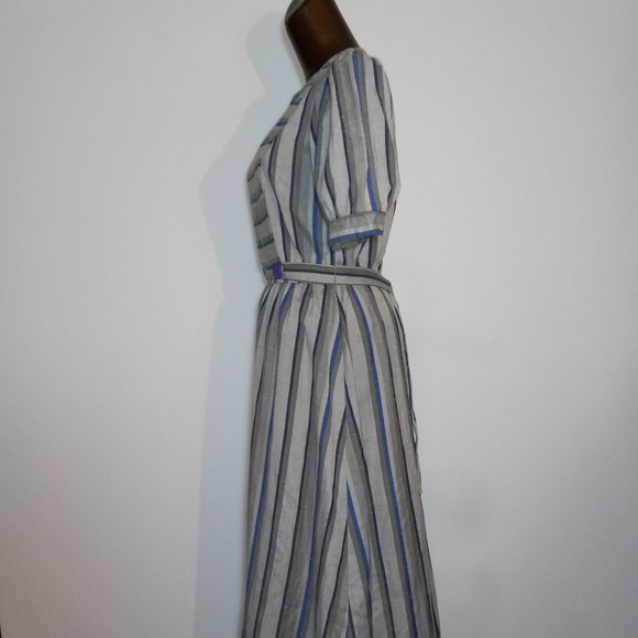 short-sleeve pinafore crew-neck dress, vintage late 1970s-1980s, made in Canada - Picture 16 of 16